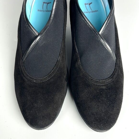 THIERRY RABOTIN Italy Black Suede Stretch Crossed Details Leather Pumps US 9,5 - Picture 9 of 16